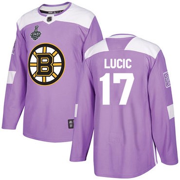 NHL Bruins #17 Milan Lucic Violett Fights Cancer 2019 Stanley Cup